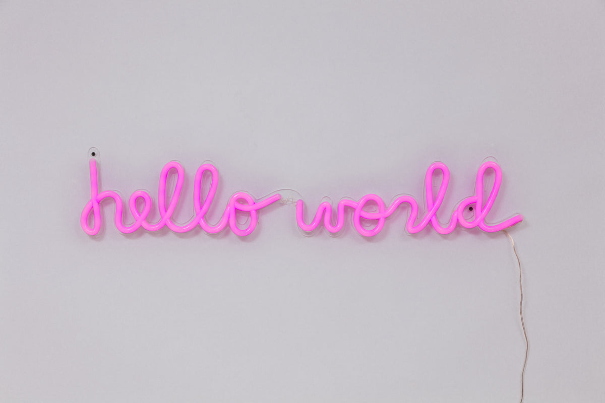 hello world neon decor
