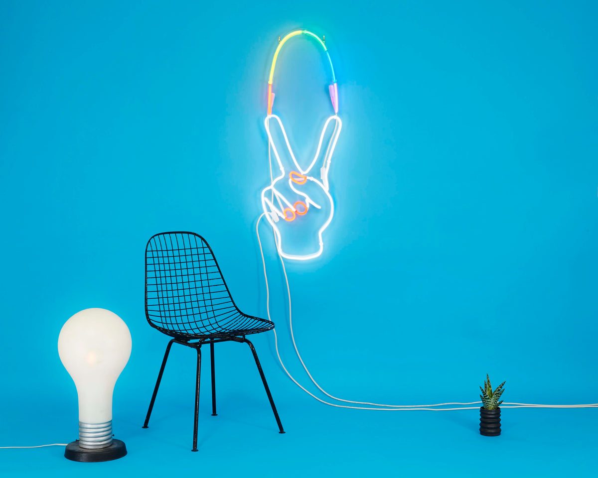 peace sign neon light decor
