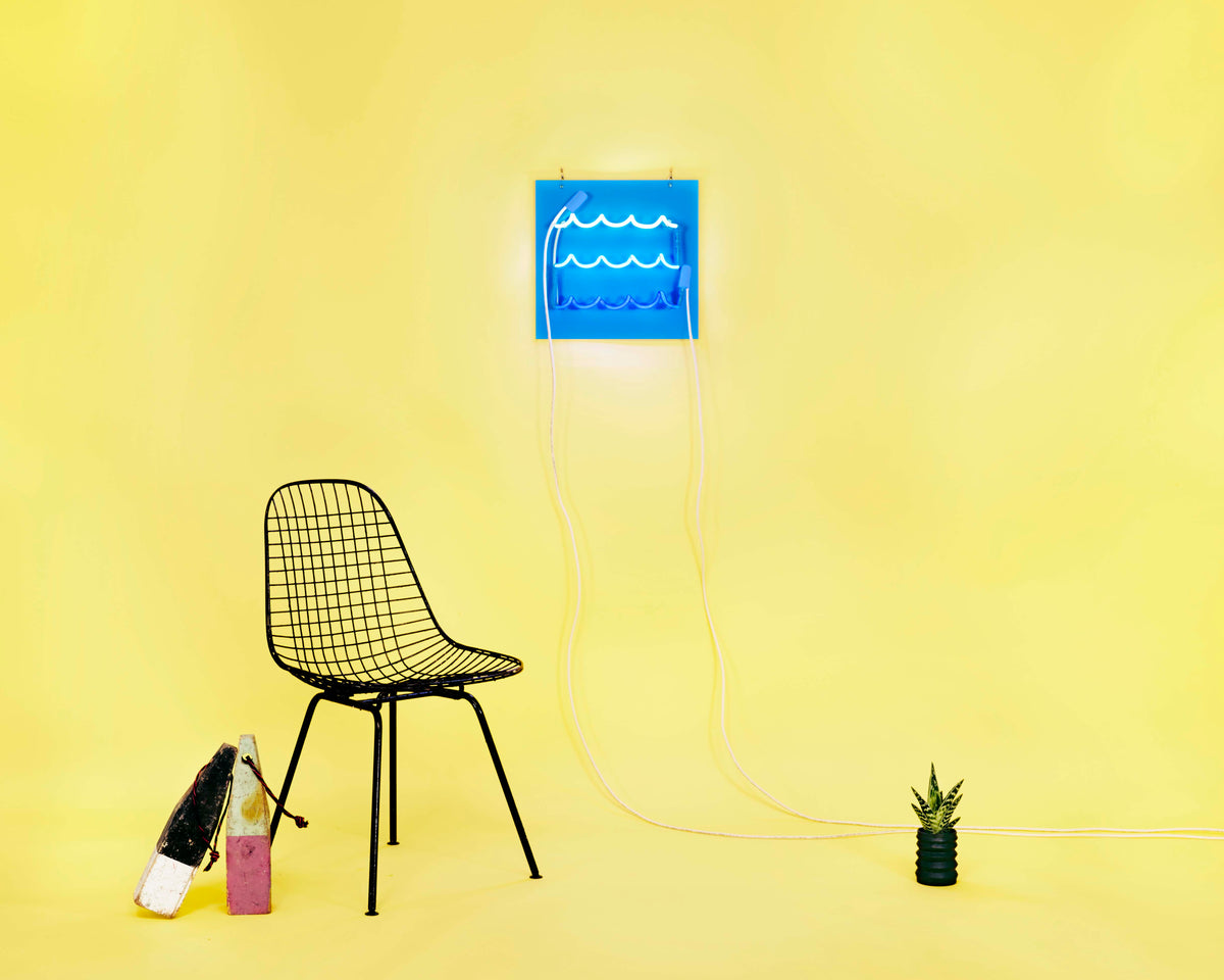 neon light decor waves